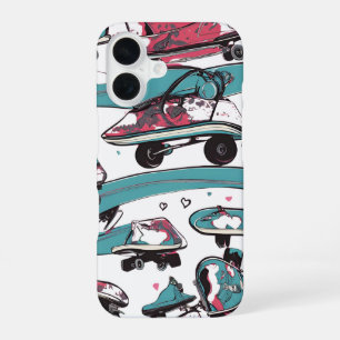 Liebe auf Rädern – Cooles Skateboarding-Herz-Desig iPhone 16 Hülle