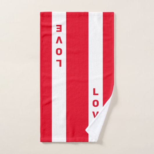 Liebe auf rot-weiß gestreiftem Text Badhandtuch Set (Handtuch)