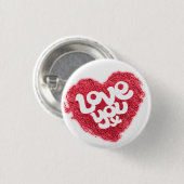Liebe auf weißem Abzeichen Button (Vorne & Hinten)