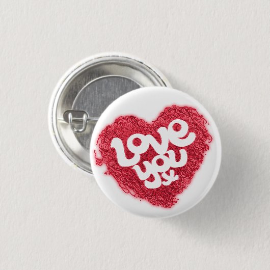 Liebe auf weißem Abzeichen Button (Vorne & Hinten)