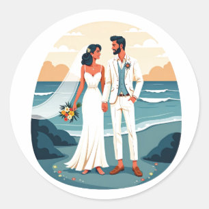 Liebe-Aufkleber für Strandhochzeiten Runder Aufkleber