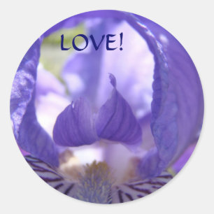 LIEBE! Aufkleber Lila Iris-Blume Valentinstag