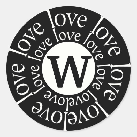 Liebe Aufkleber Monogram W Black und WHite (Vorderseite)