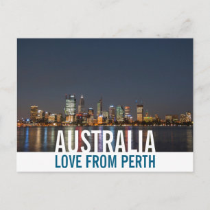Liebe aus Australien Perth Skyline by Night Foto Postkarte