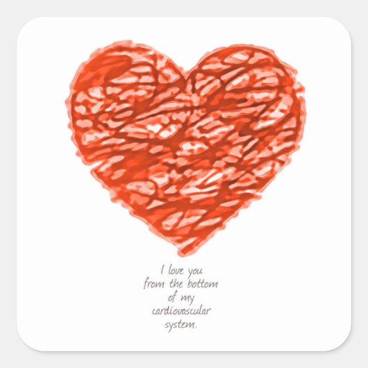 Liebe aus dem Herz-Kreislauf-System Quadratischer Aufkleber (Vorderseite)