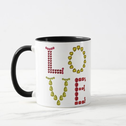 Liebe aus Edelsteinen Tasse (Links)
