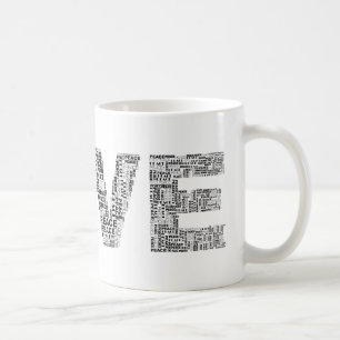 Liebe aus Frieden erbaut – Typografie-Tasse Kaffeetasse