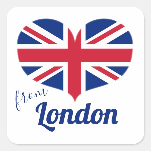Liebe aus London | Heart Shaped UK Flag Union Jack Quadratischer Aufkleber (Vorderseite)