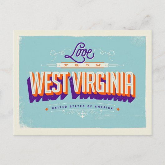 Liebe aus West Virginia Postkarte (Vorderseite)