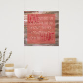 Liebe ausdrucksvolles Gedicht rustikales Holzschil Poster (Küche)