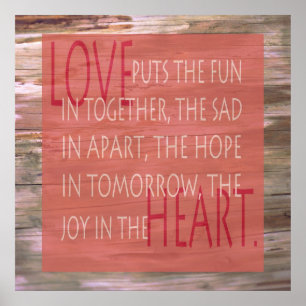 Liebe ausdrucksvolles Gedicht rustikales Holzschil Poster