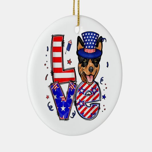 Liebe Australian Kelpie Patriotic 4. Juli Keramik Ornament (Rechts)
