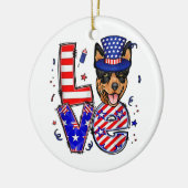 Liebe Australian Kelpie Patriotic 4. Juli Keramik Ornament (Links)