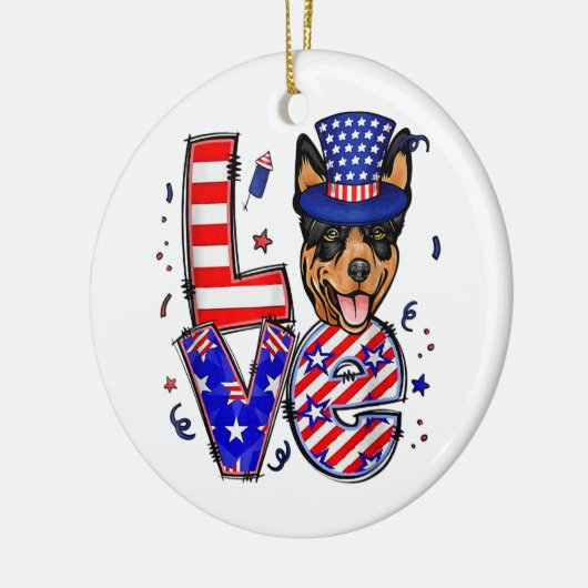 Liebe Australian Kelpie Patriotic 4. Juli Keramik Ornament (Links)