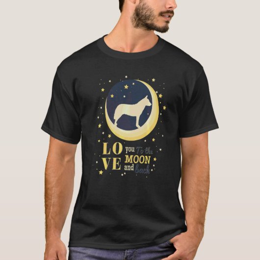 Liebe australischer Rinder Hund zum Mond T-Shirt (Vorderseite)