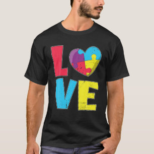 LIEBE Autismus Bewusstsein Herz Puzzle Familie Mat T-Shirt