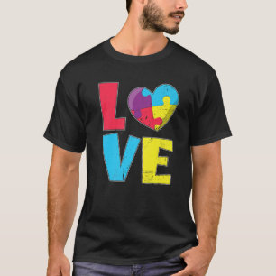 LIEBE Autismus Bewusstsein Herz Puzzle Familie Mat T-Shirt