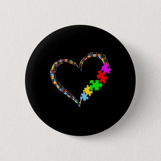Liebe Autismus Bewusstsein Herz Puzzle Piece Valen Button (Vorderseite)