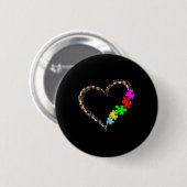 Liebe Autismus Bewusstsein Herz Puzzle Piece Valen Button (Vorne & Hinten)
