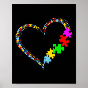 Liebe Autismus Bewusstsein Herz Puzzle Piece Valen Poster