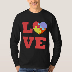 Liebe Autismus Farbiges Herzpuzzle T-Shirt