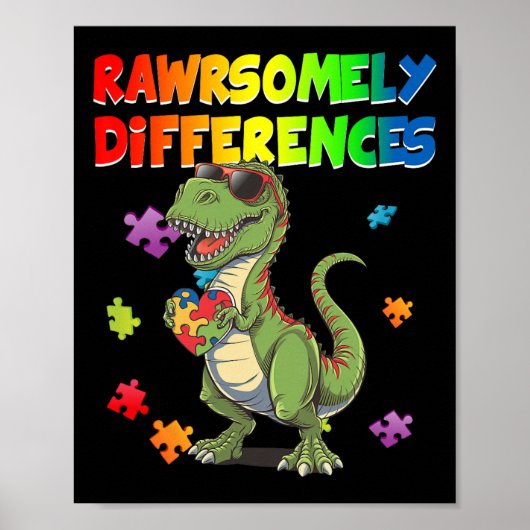 Liebe Autismus T Rex Dinosaurier ziemlich anders a Poster (Vorne)
