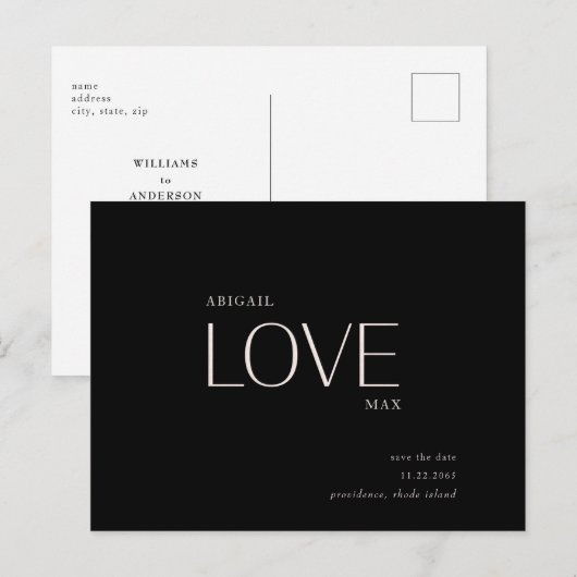 Liebe B/W Save the Date Postkarte (Vorne/Hinten)