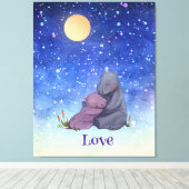 Liebe, Baby Hippo und ihre Mutter Leinwanddruck (Insitu (Holzboden))