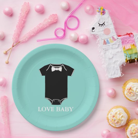 Liebe Baby Little Man Tuxedo Sprinkle Dusche Party Pappteller (Party)
