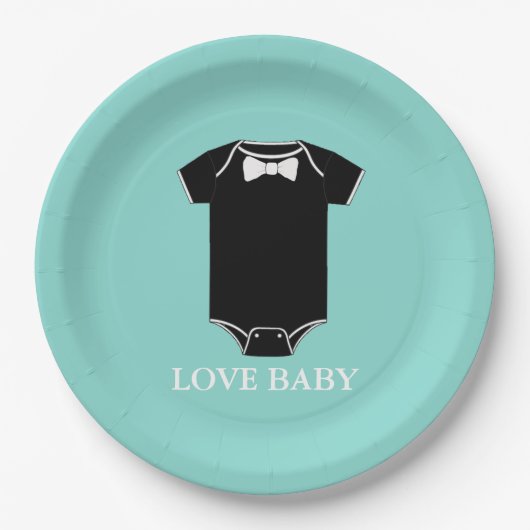 Liebe Baby Little Man Tuxedo Sprinkle Dusche Party Pappteller (Vorderseite)