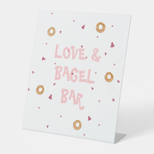 "LIEBE & BAGEL BAR" | White Hearts & Bagels Sockelschild (Vorderseite)