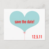 Liebe Ballon Save the Date Ankündigungspostkarte (Vorderseite)