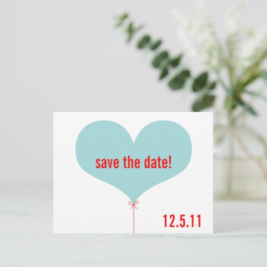 Liebe Ballon Save the Date Ankündigungspostkarte (Stehend Vorderseite)