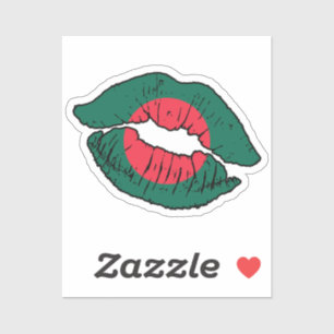 Liebe Bangladesch Lipstick Aufkleber