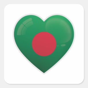 Liebe Bangladesch Quadratischer Aufkleber