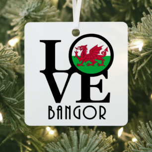 LIEBE Bangor Wales Ornament Aus Metall