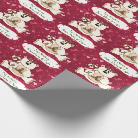 Liebe Bär Großkind Personalisiert Weihnachten Geschenkpapier (Ecke)
