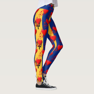 LIEBE BARBADOS Flag Red Hearts führen Ihren RACE C Leggings