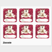 Liebe Bären Weihnachtsgeschenk-Tag Quadratischer Aufkleber (Blatt)