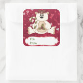 Liebe Bären Weihnachtsgeschenk-Tag Quadratischer Aufkleber (Tasche)