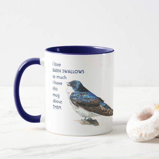 Liebe BARN SWALLOWS so viel Spaß Zitat Tasse (Mit Donut)