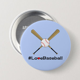 Liebe Baseball Hashtag blauer Sport Button