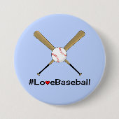 Liebe Baseball Hashtag blauer Sport Button (Vorderseite)