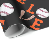 Liebe-Baseball (Orange u. Schwarzes) Geschenkpapier (Rolleneckpunkt)