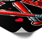 Liebe Baseball Player Team Valentinstag Co Poster (Ecke)
