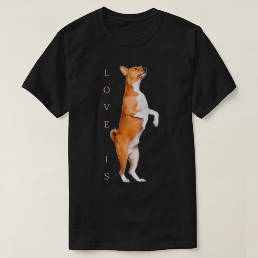 Liebe Basenji Dog Mama Vater Welpe Niedlichen Haus T-Shirt (Design vorne)