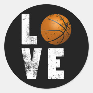 Liebe Basketball Cooles Design für Sportliebhaber Runder Aufkleber
