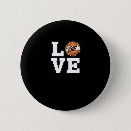 Liebe Basketball Design mit Coolem Emoji und Button (Vorderseite)