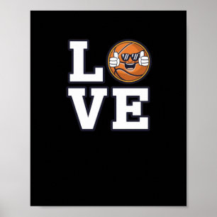 Liebe Basketball Design mit Coolem Emoji und Poster