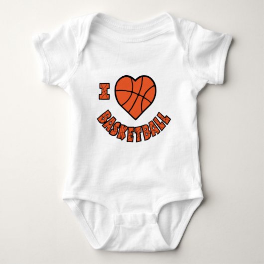 Liebe Basketball, orange Baby Strampler (Vorderseite)